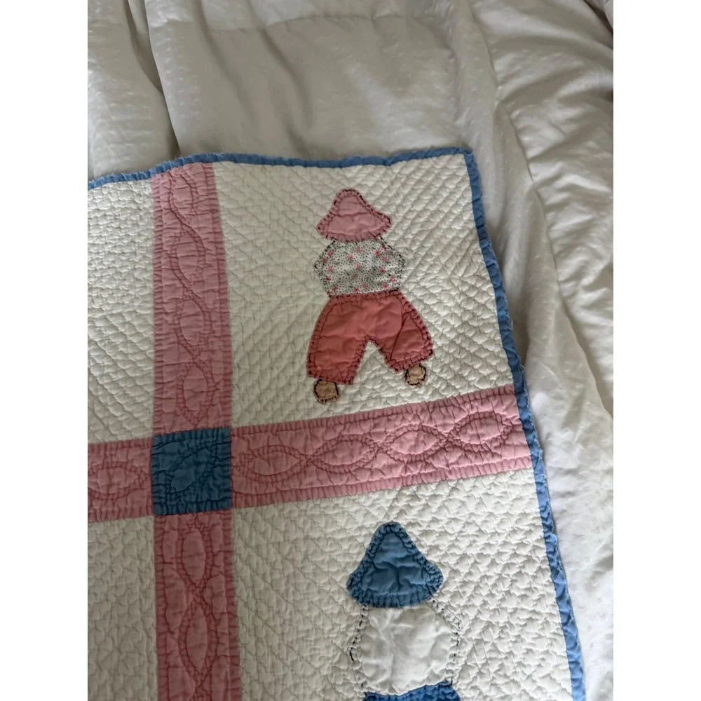 Vintage Pink and Blue Baby Quilt
